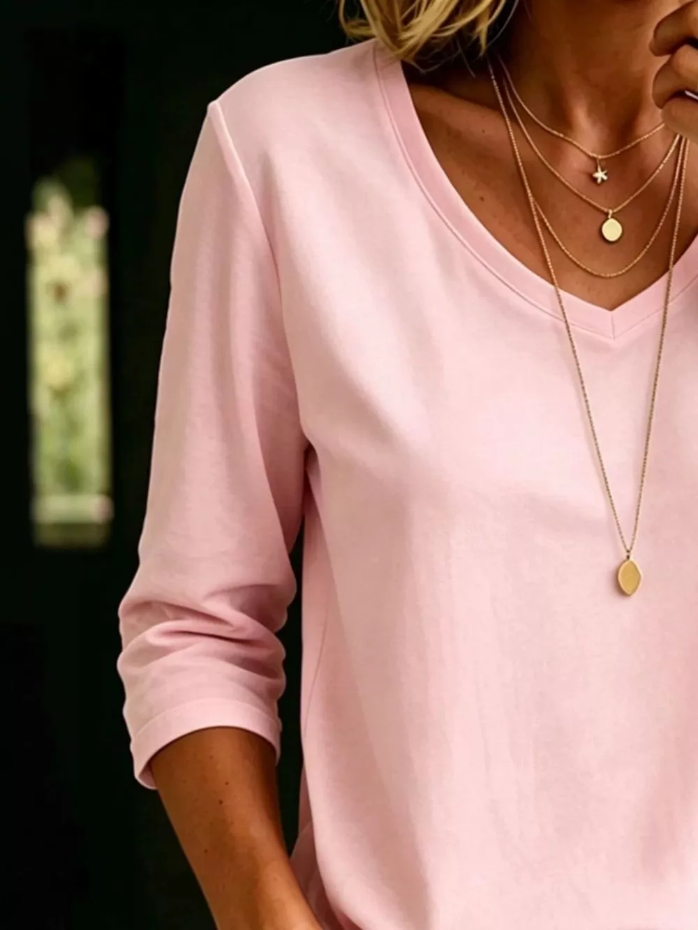 Full Size V-Neck 3/4 Sleeve T-Shirt Plus Size, image 9