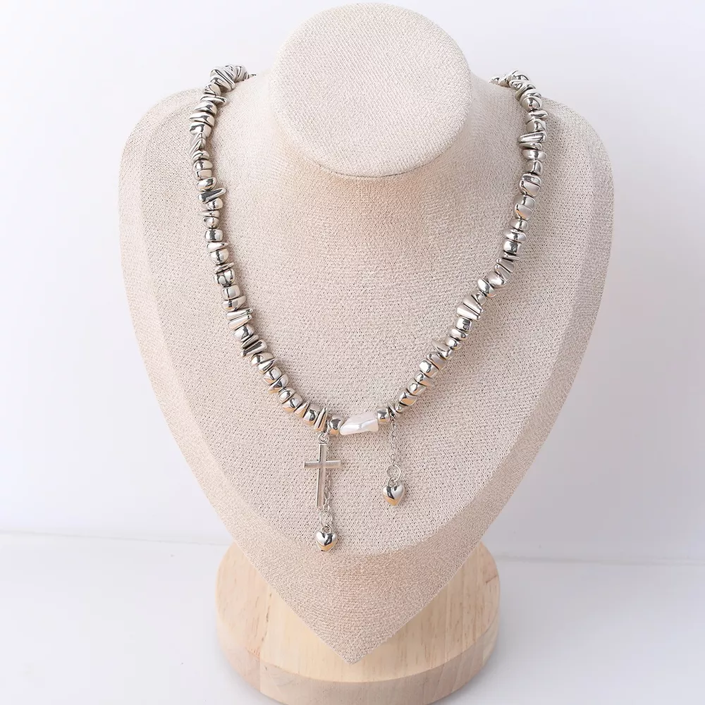 Chunky Chain Cross Pendant Necklace, image 8