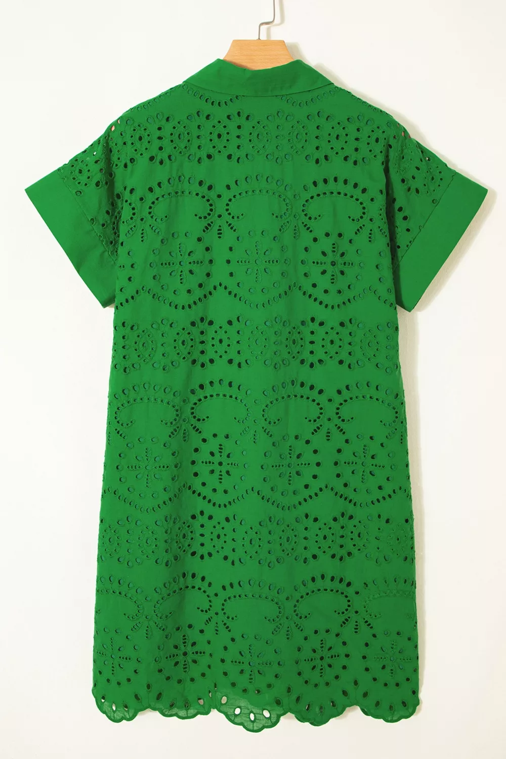 Eyelet Collared Neck Short Sleeve Dress, image 7