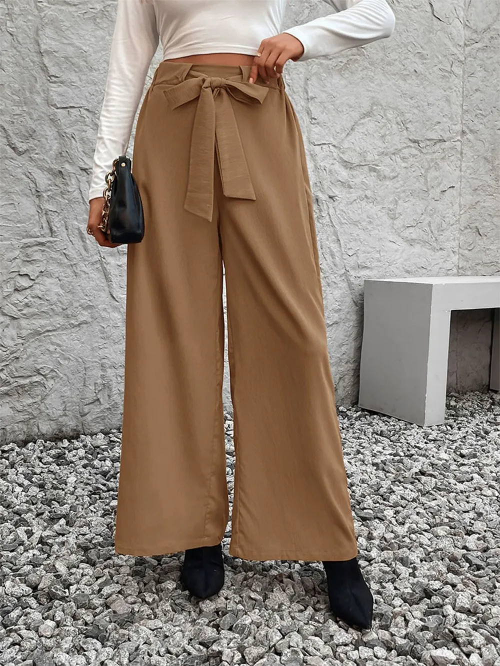 Tied High Waist Wide Leg Pants, image 5