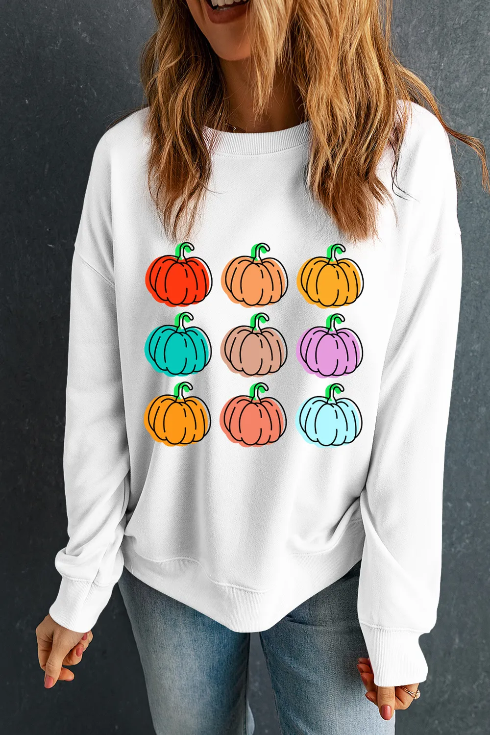 Pumpkin Graphic Long Sleeve Sweatshirt, image 3