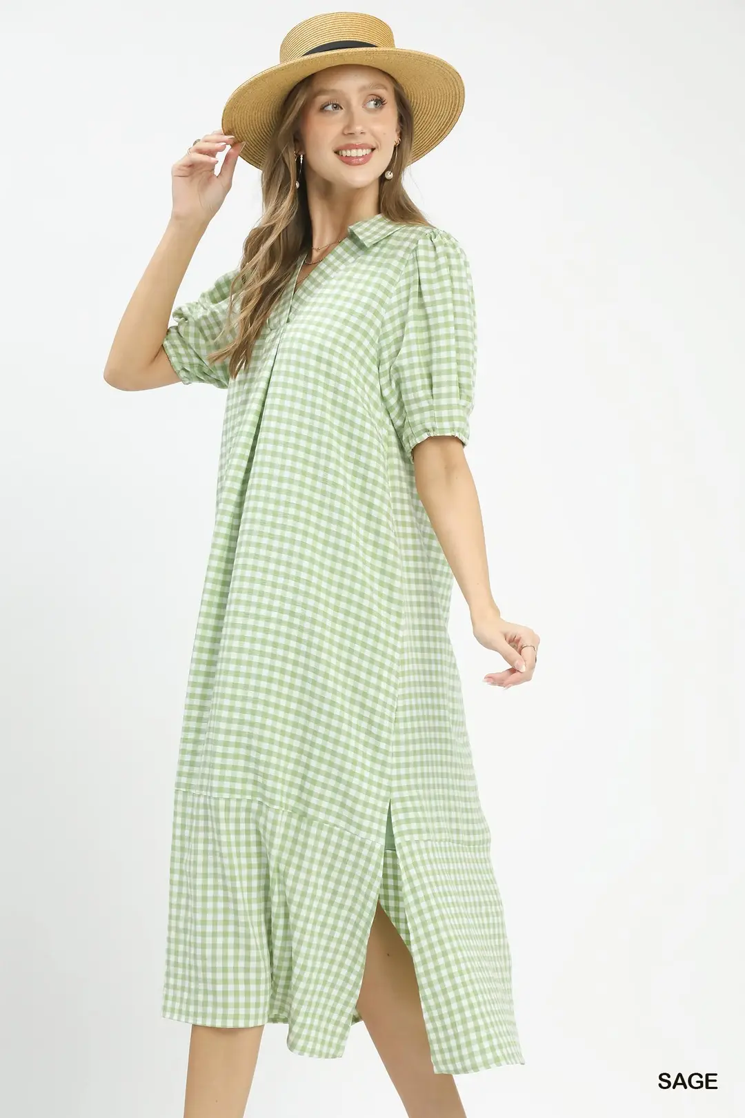 Gingham Midi Dress with Side Pockets, image 2