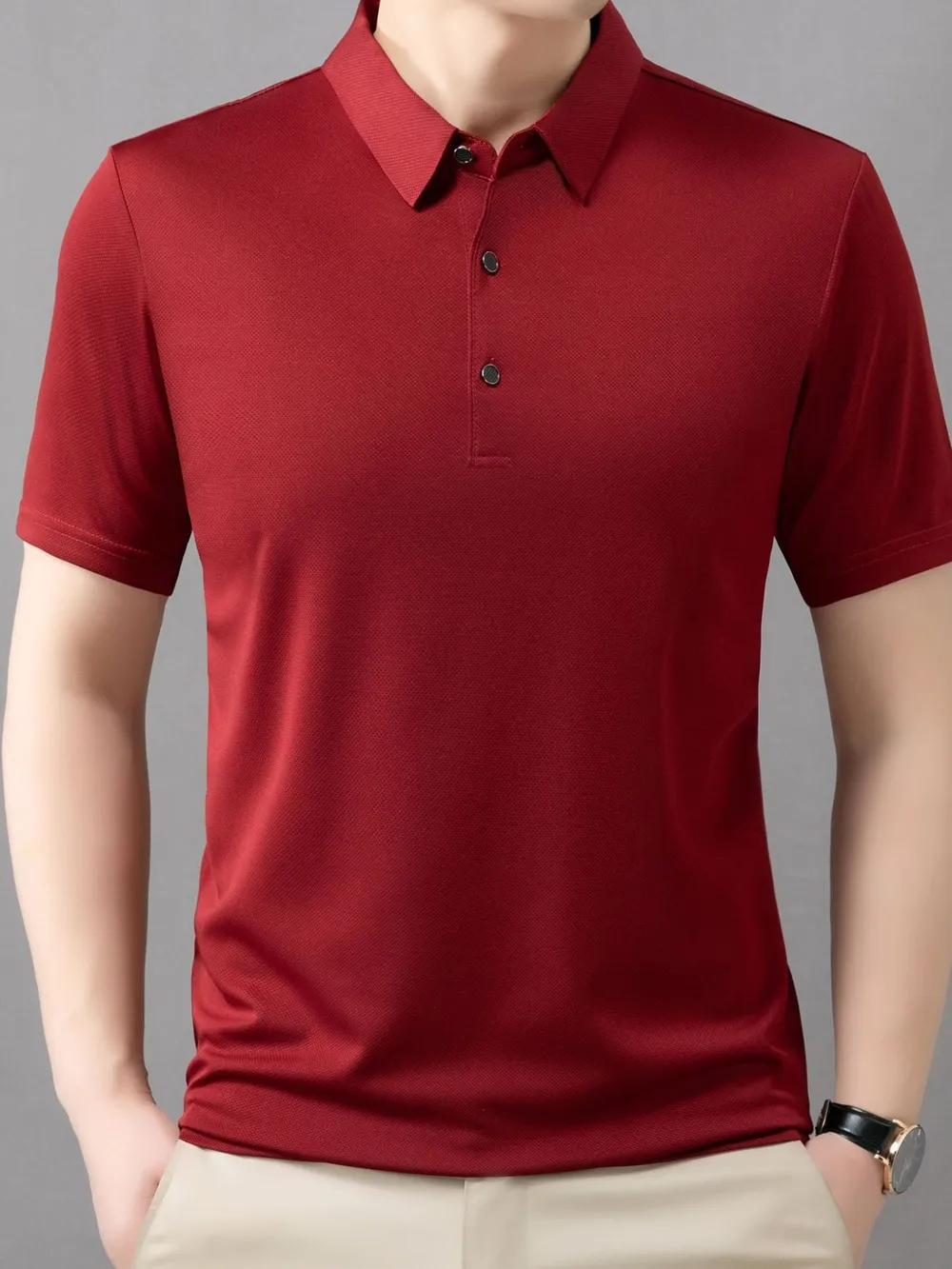 Men's Plus Size Button Detail Short Sleeve Polo, image 11