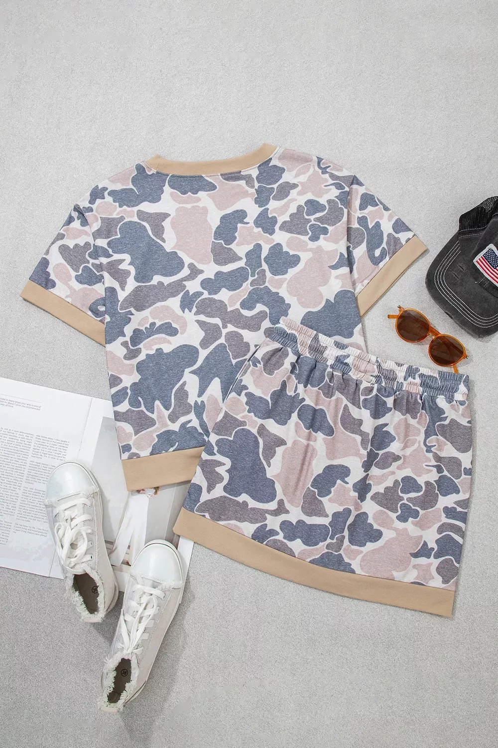 Camouflage Short Sleeve Top and Skirt Set, image 5