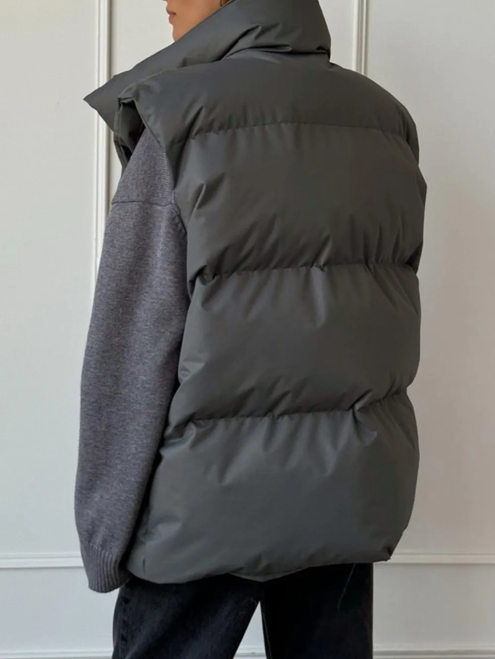 Zip Up Turtleneck Vest Coat, image 10