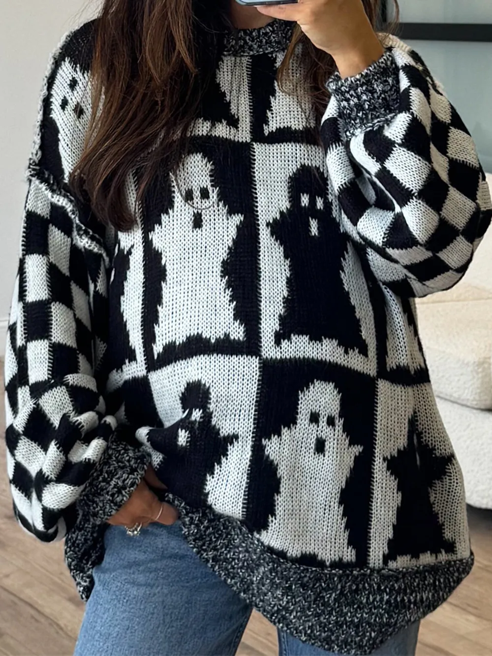 Ghost Dropped Shoulder Long Sleeve Sweater, image 6