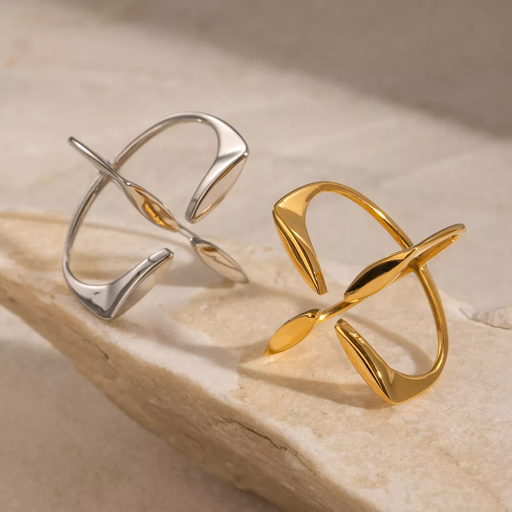 Stainless Steel Crisscross Open Ring, image 9