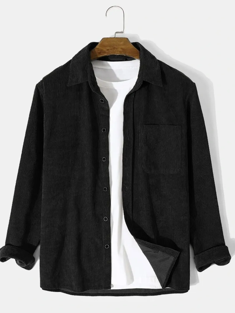 Men's Corduroy Button Up Long Sleeve Shirt