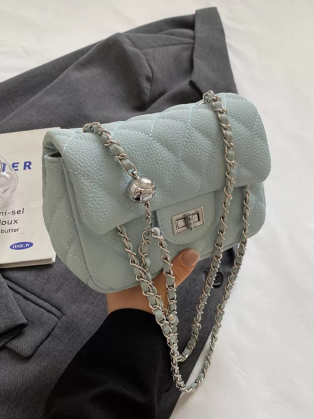 Quilted Chain Crossbody Bag, image 12