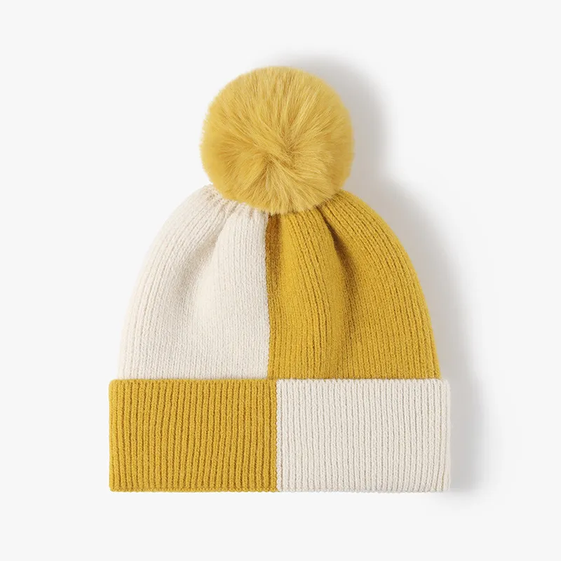Color Block Knit Hat with Pom-pom, image 4