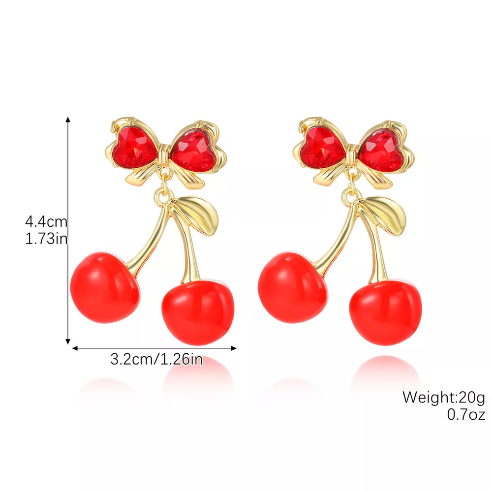 18K Gold-Plated Cherry Drop Earrings, image 3