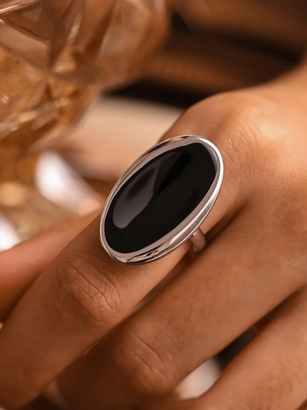 Stainless Steel Oil Drip Elliptical Open Ring, image 6