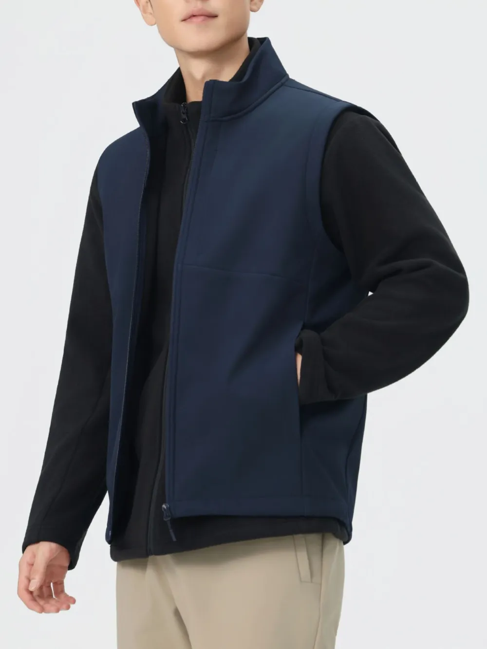 Men's Full Size Sleeveless Softshell Vest with Full Zip Plus Size, image 2