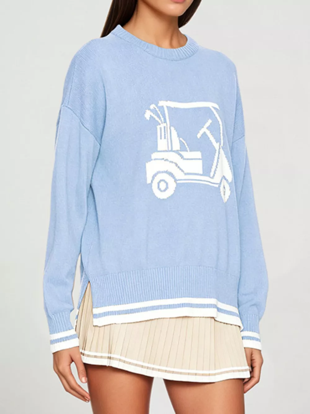 Golf Cart Graphic Dropped Shoulder Sweater, image 2