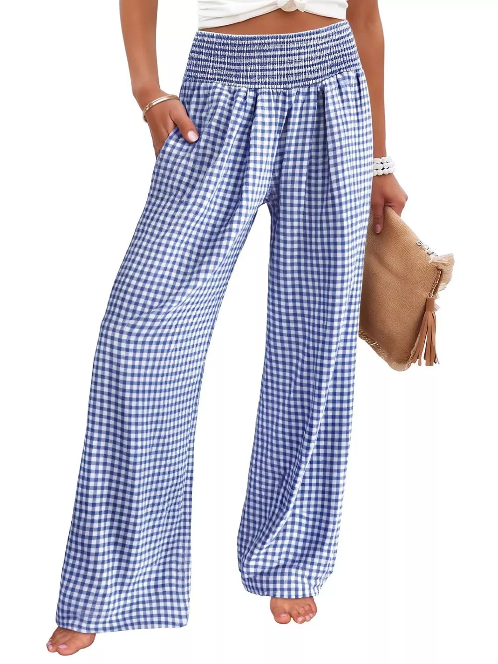 Gingham High Waist Wide Leg Pants, image 10
