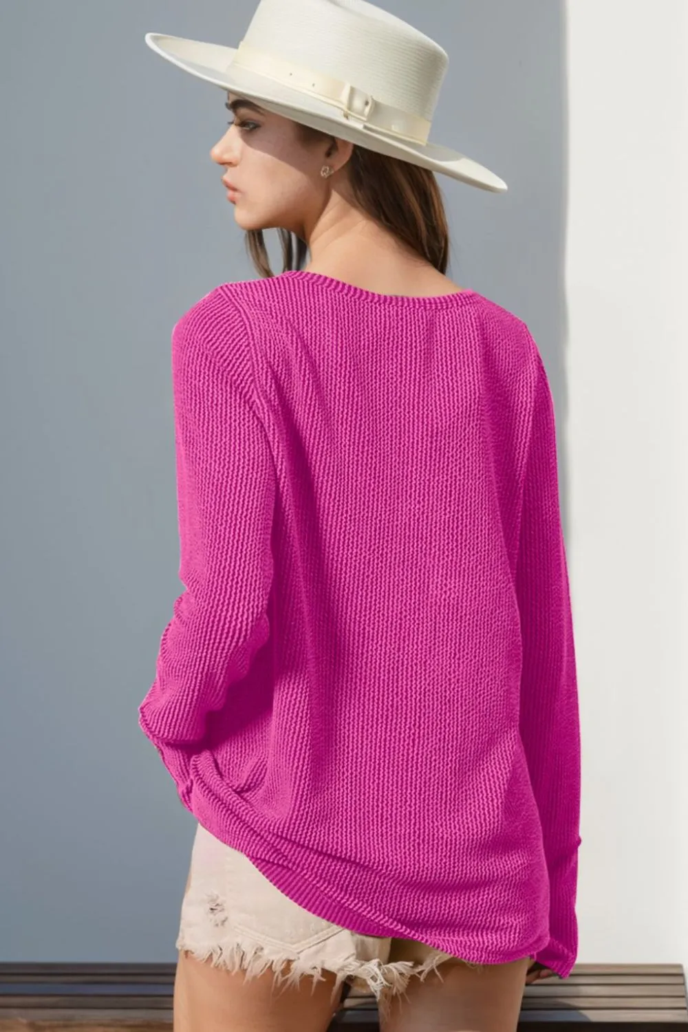 Full Size Notched Thumbhole Long Sleeve T-Shirt, image 22