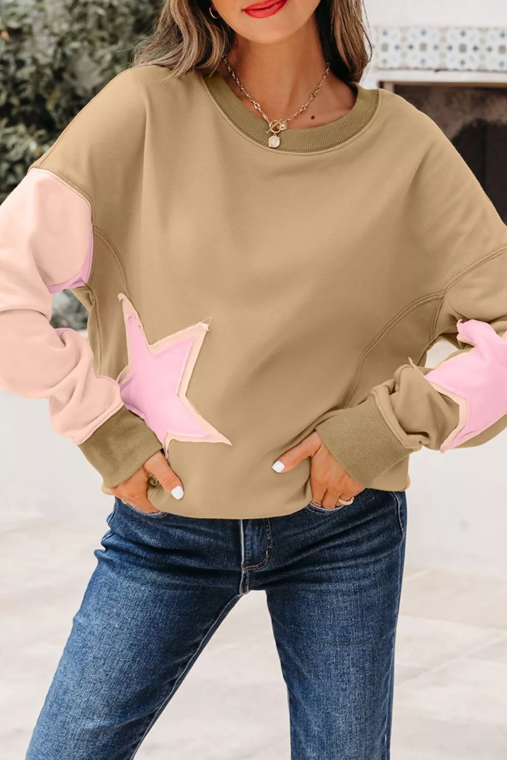 Star Patch Crew Neck Sweatshirt, image 9
