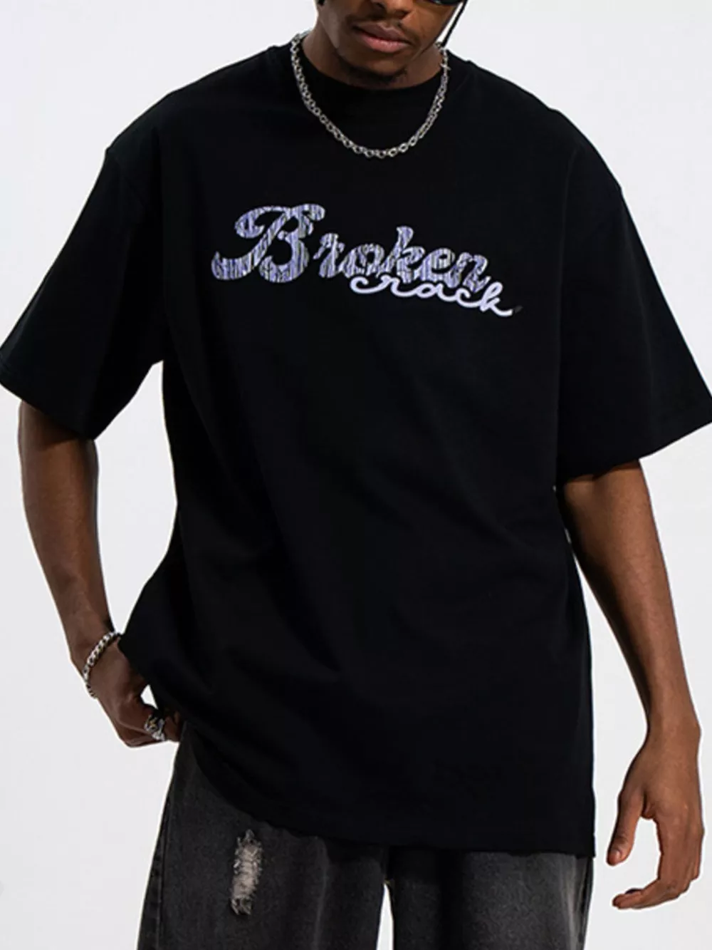 Men's Graphic Round Neck Oversized T-Shirt, image 2