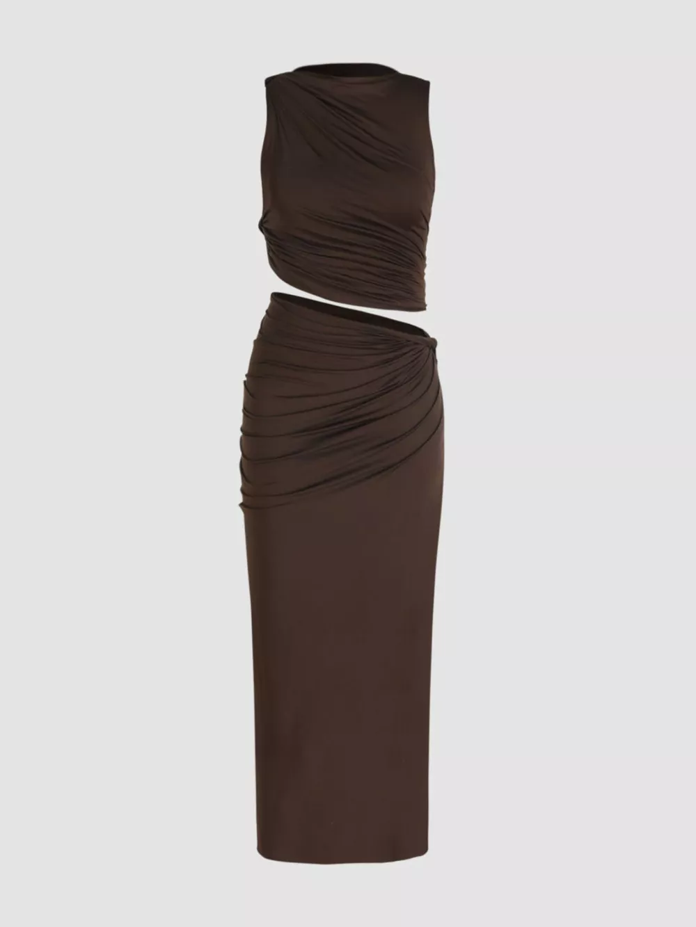 Asymmetrical Ruched Knit Top and Skirt Set, image 6