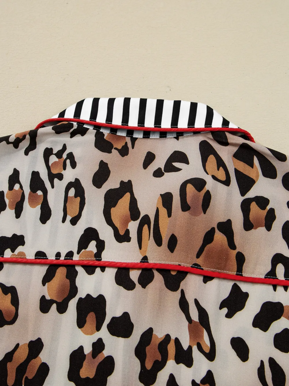 Leopard and Striped Trim Shirt and Pants Set, image 9