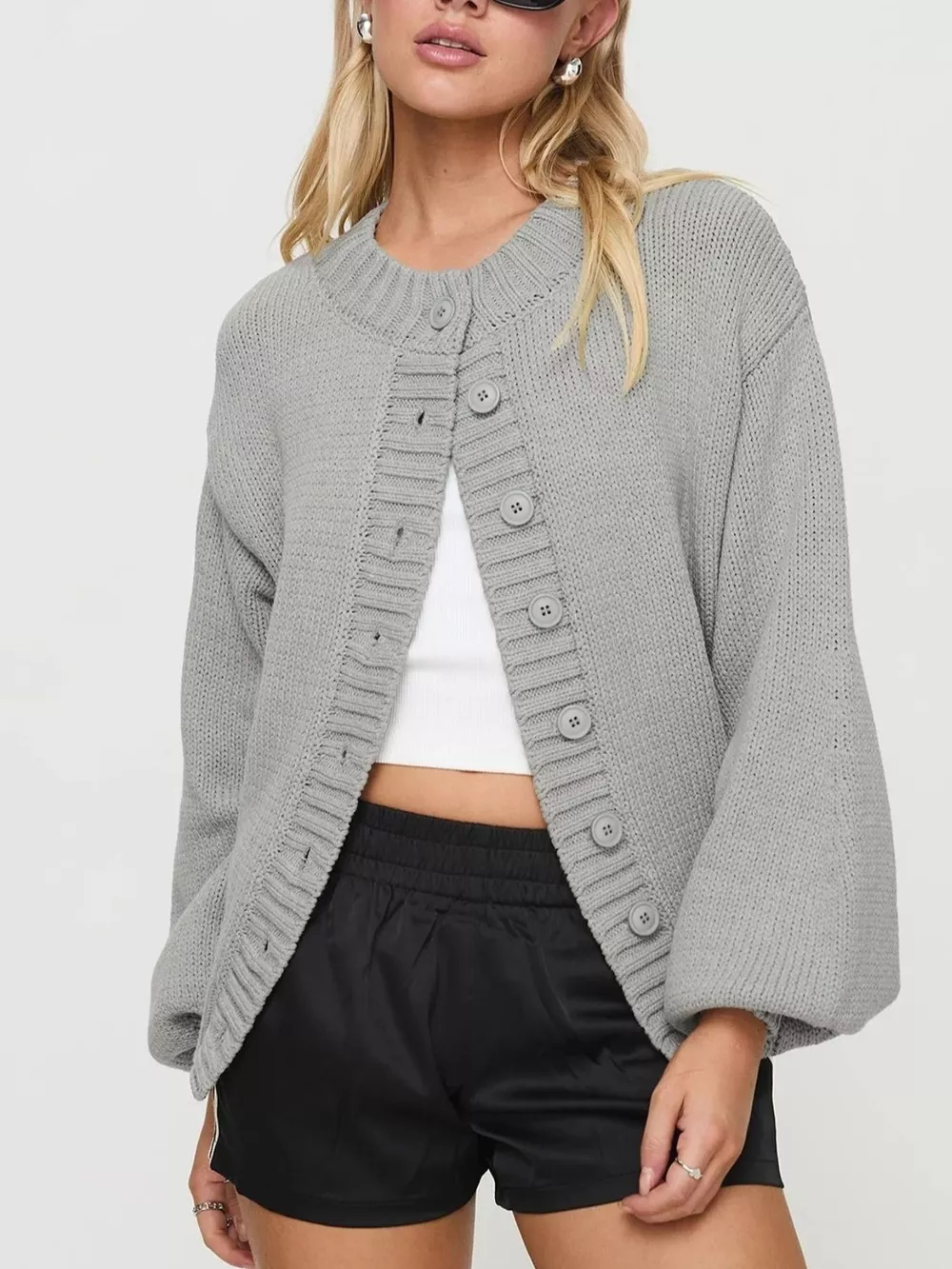 Chunky Knit Button-Up Cardigan, image 8