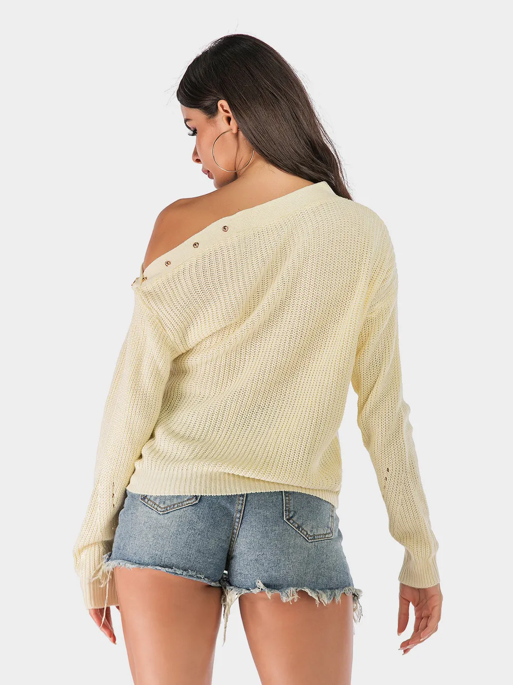 One Shoulder Long Sleeve Sweater, image 2