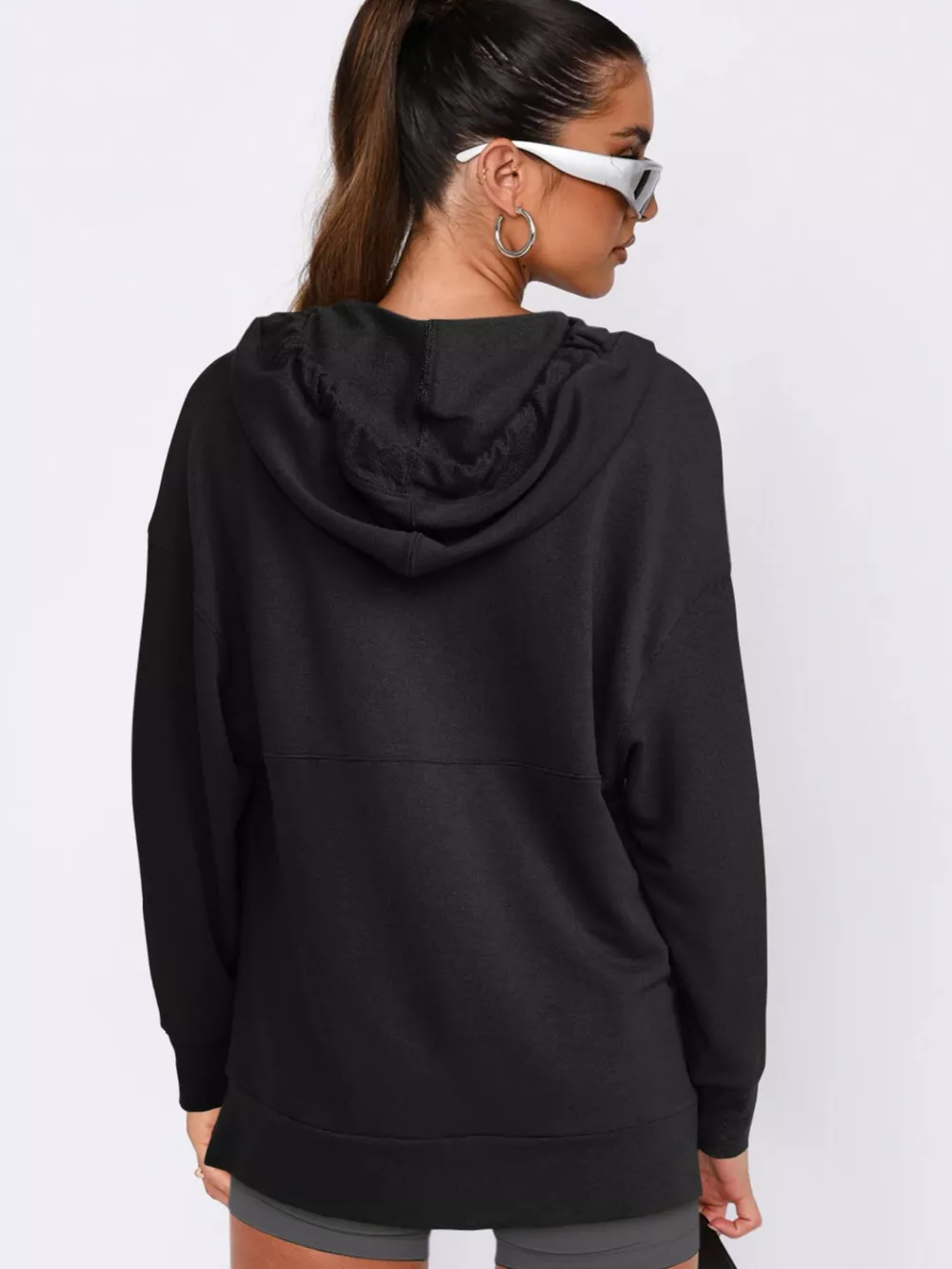 Drawstring Kangaroo Pocket Long Sleeve Hoodie, image 8