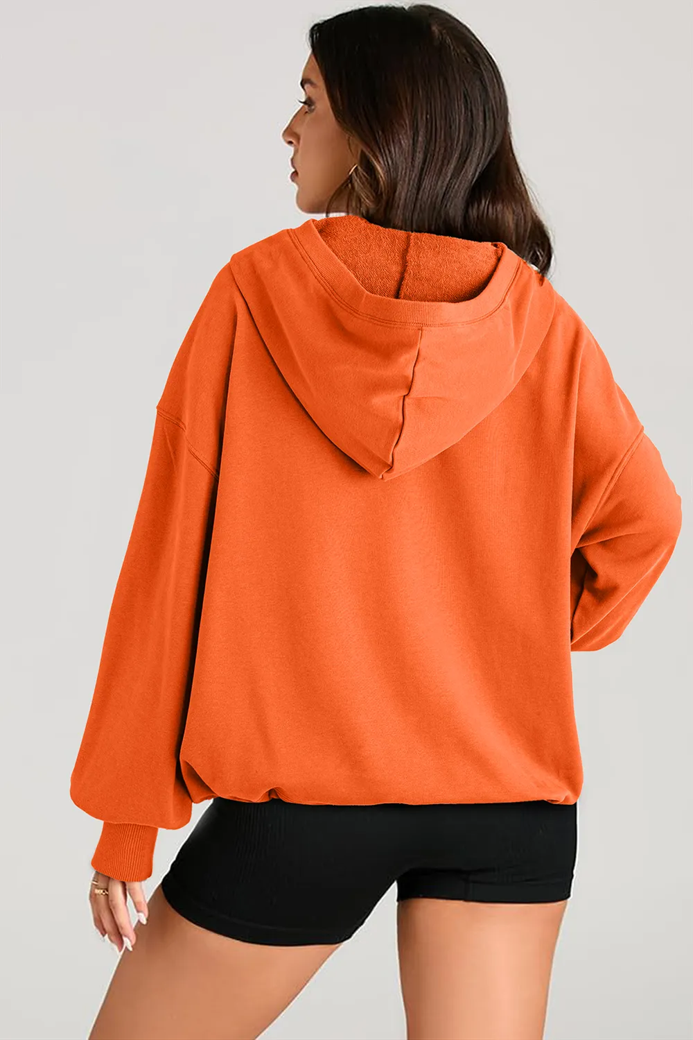 Pocketed Half Zip Long Sleeve Hoodie, image 28