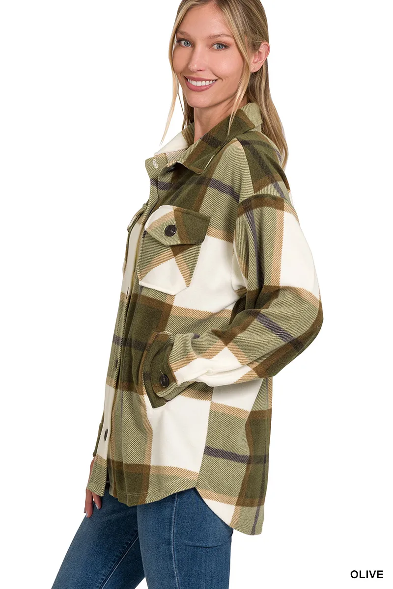 Oversized Plaid Fleece Shacket, image 3