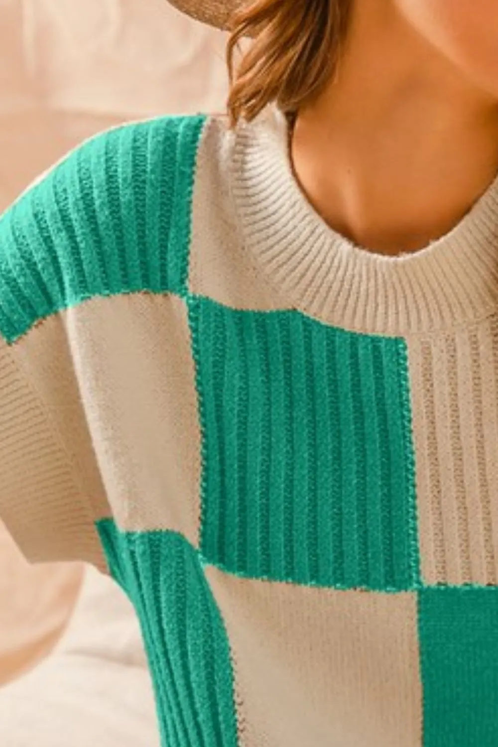 Check Plaid Casual Sweater Top, image 3