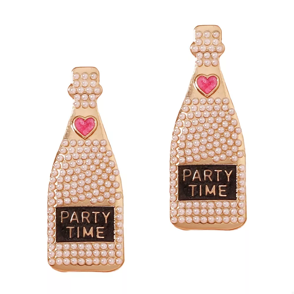 Champagne Bottle Pearl Earrings, image 6