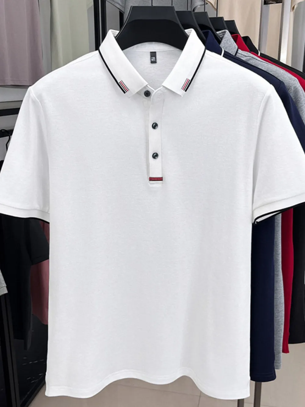 Men's Plus Size Button Detail Short Sleeve Polo, image 4