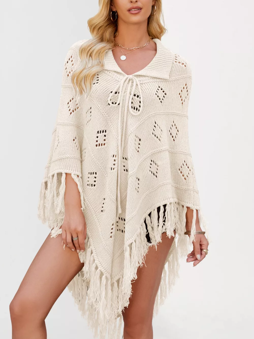 Fringe Openwork Knit Cover Up, image 20