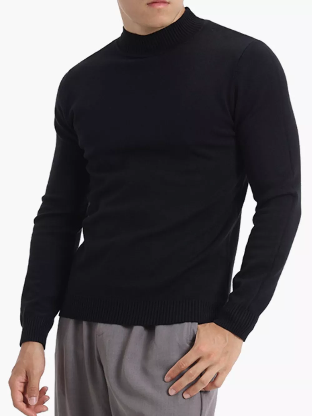 Men's Plus Size Mock Neck Slim Fit Knit Top, image 8