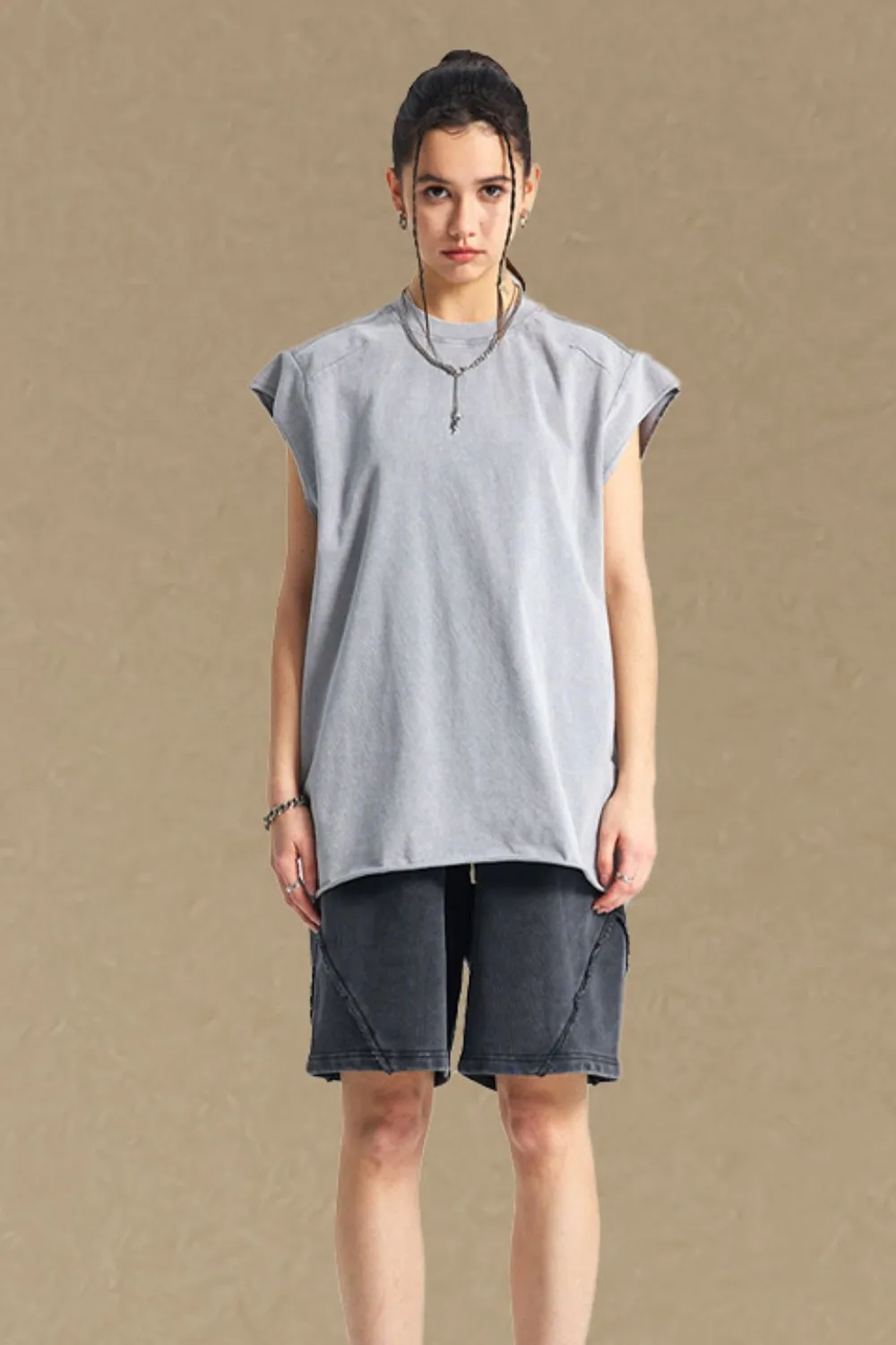 Men's Washed Round Neck Tank, image 7