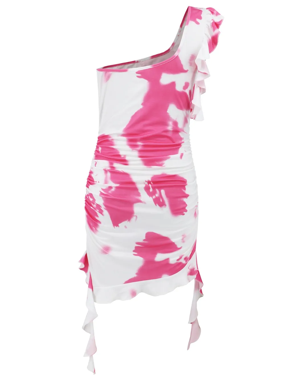 Ruffled Tie-Dye Single Shoulder Mini Dress, image 12