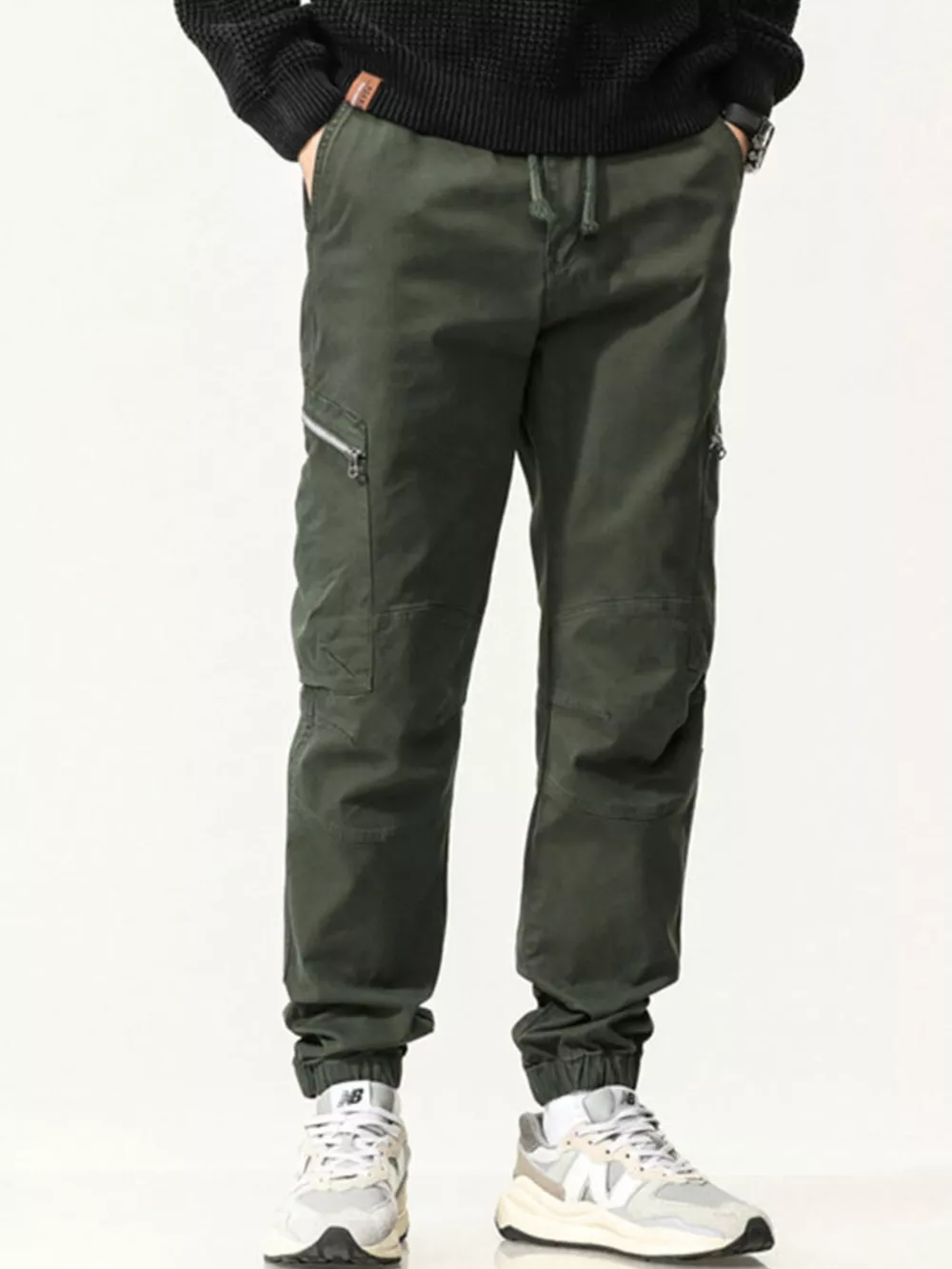 Men's Full Size Casual Cargo Pants with Zipper Pocket Plus Size, image 4