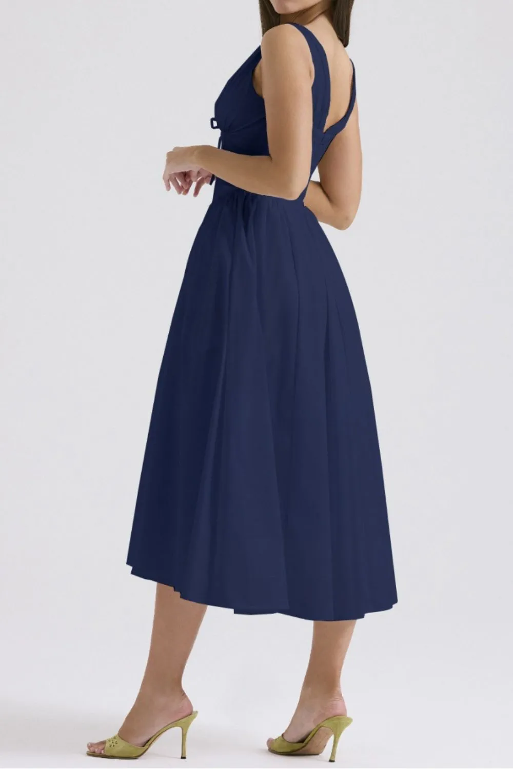 Ruched V-Neck Sleeveless Dress with Pockets, image 17