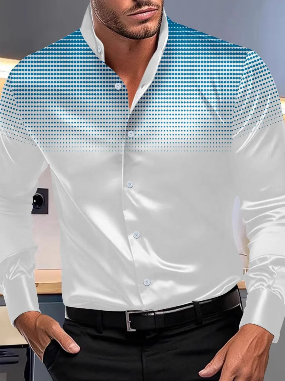 Men's Full Size Button Up Long Sleeve Shirt Plus Size, image 5