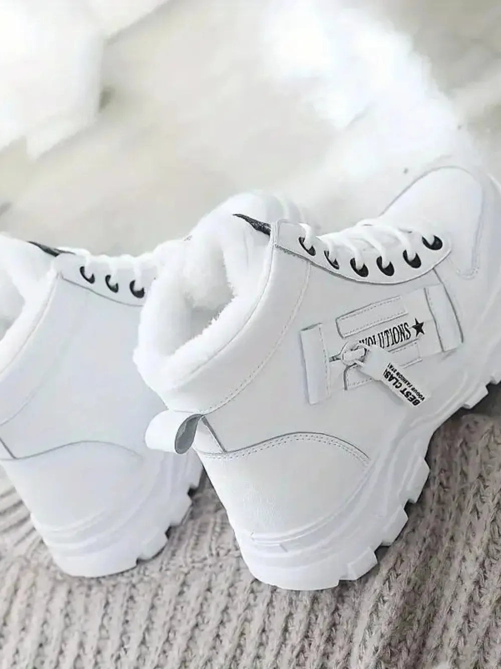 Decorative Zipper Round Toe Platform Boots, image 7