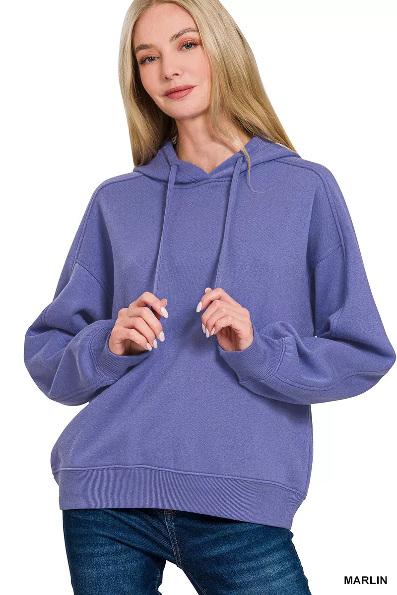 Drawstring Relaxed Fit Fleece Hoodie, image 2