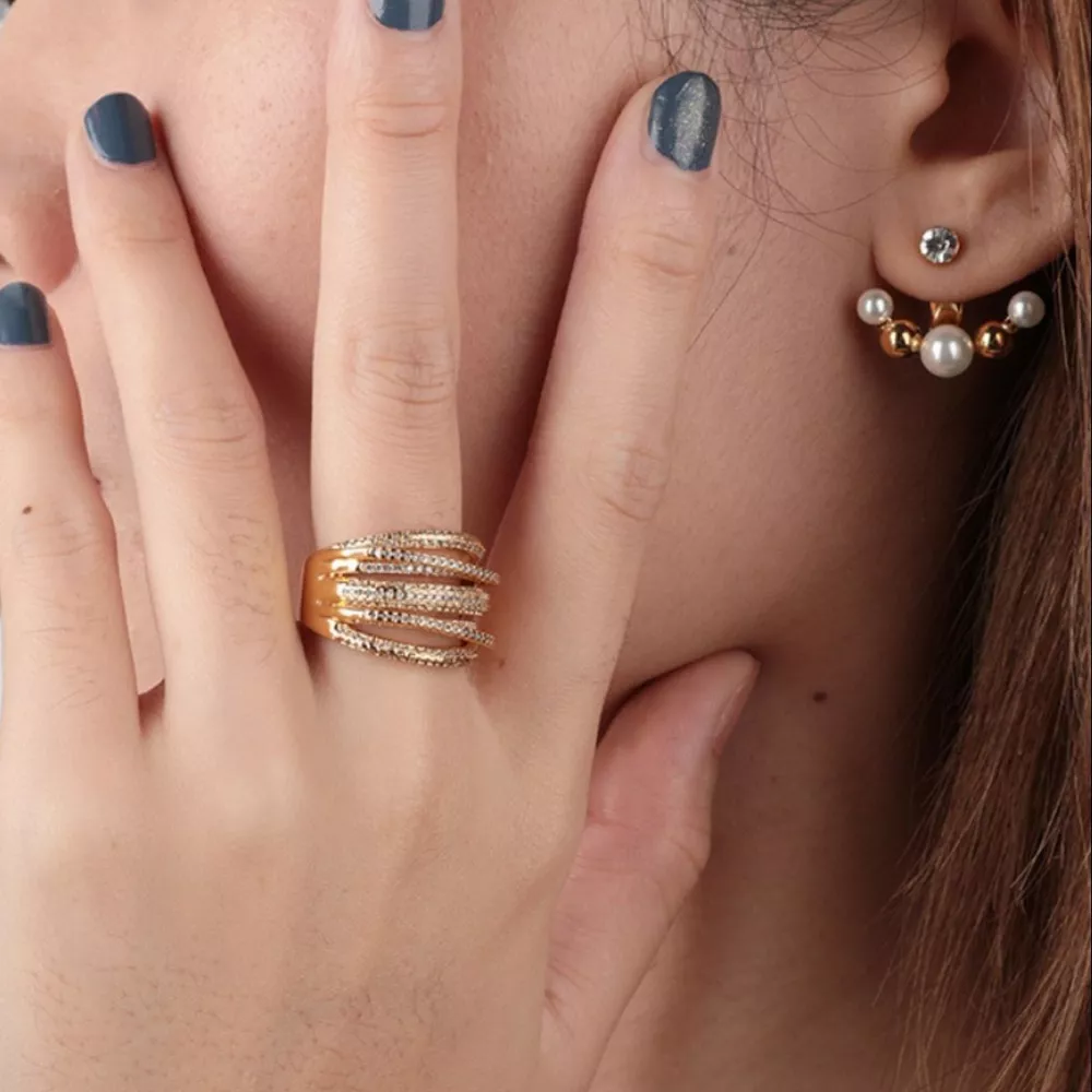18K Gold-Plated Multi-Row Ring