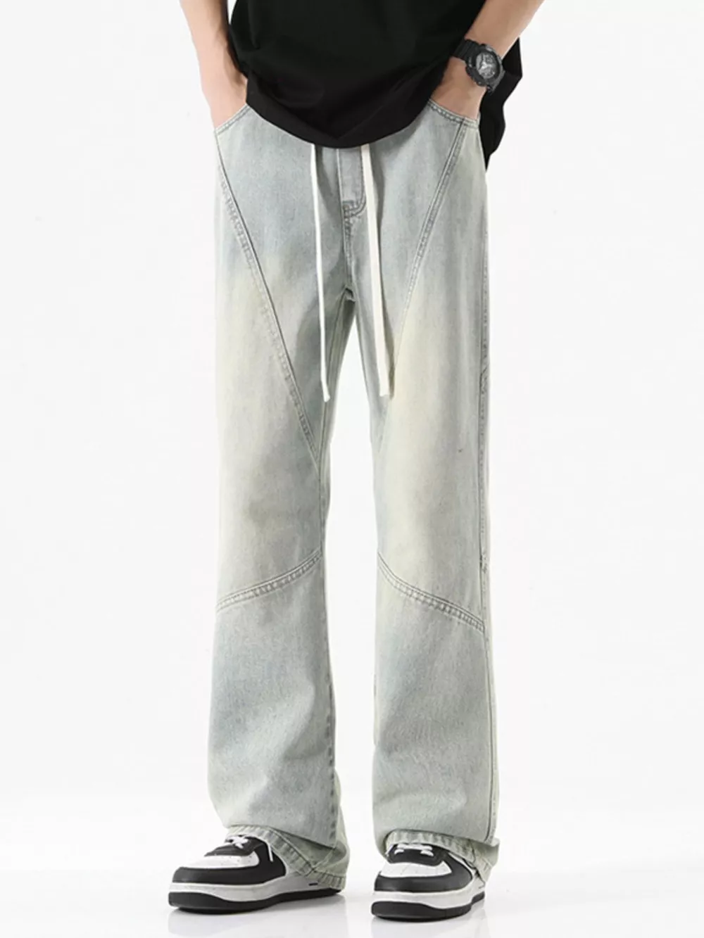 Men's Full Size Drawstring Wide Leg Jeans Plus Size, image 16