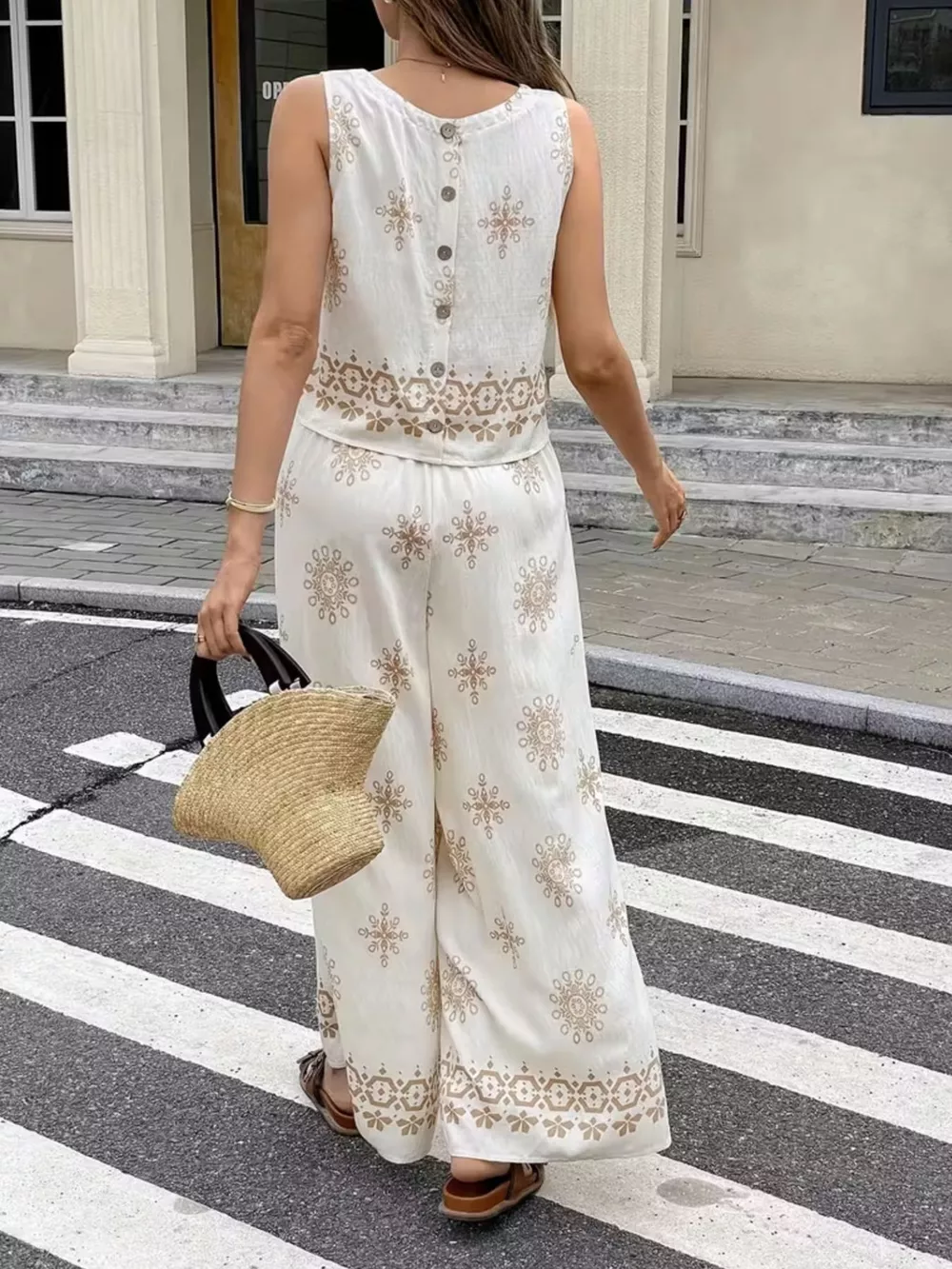 Sleeveless Top and Wide Leg Pants Set, image 6