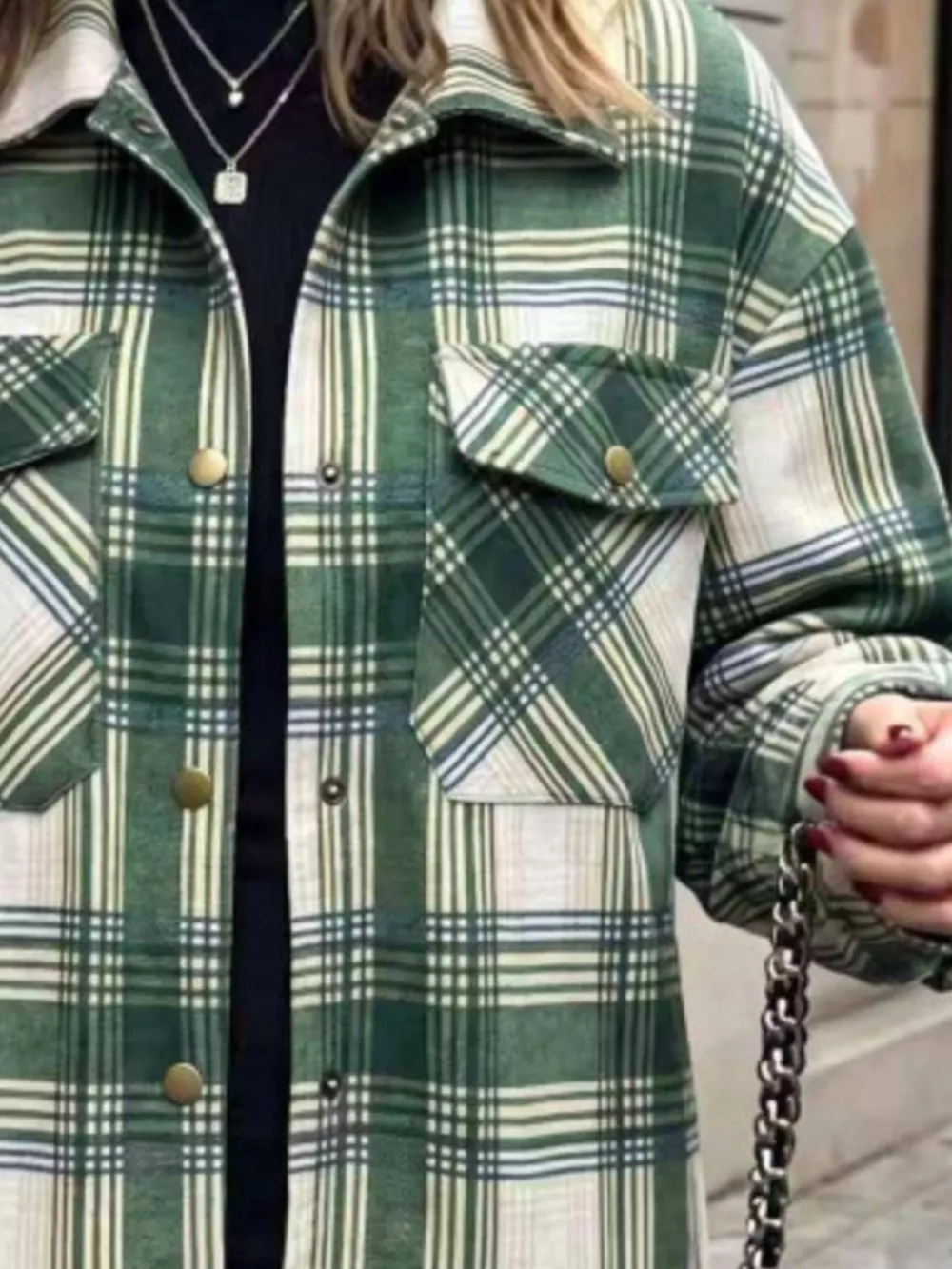 Plaid Snap Down Shacket, image 4