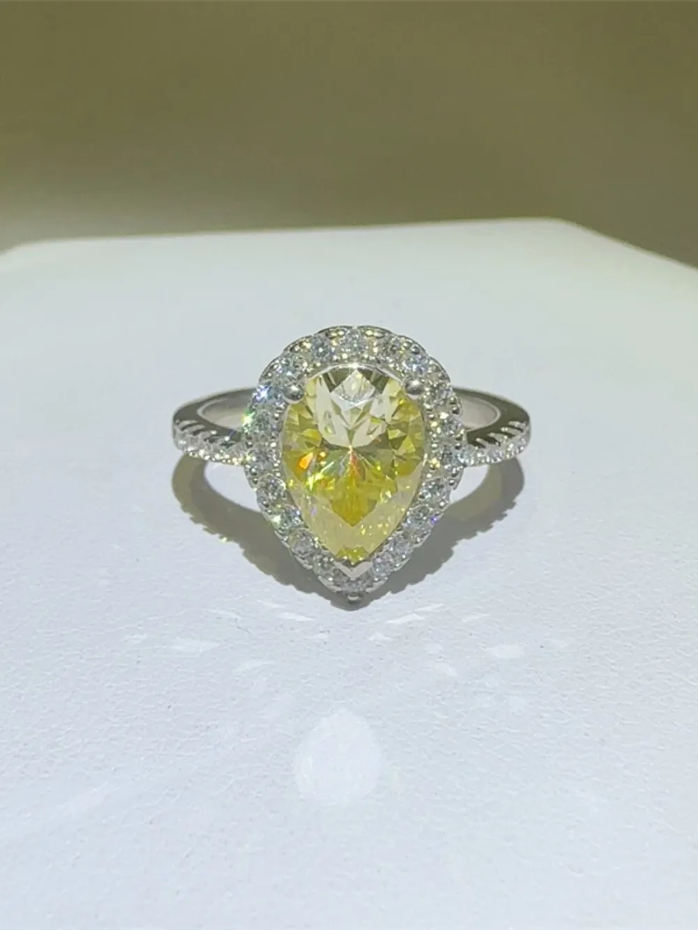 2 Carat Moissanite 925 Sterling Silver Teardrop Shape Ring, image 4