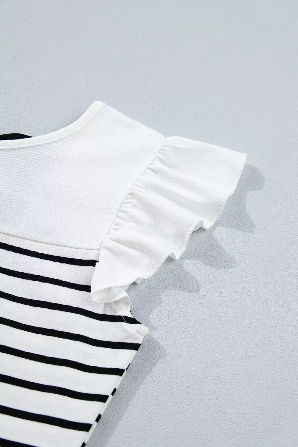 Stripe Contrast Knot Back Ruffle Trim Tank Top, image 9