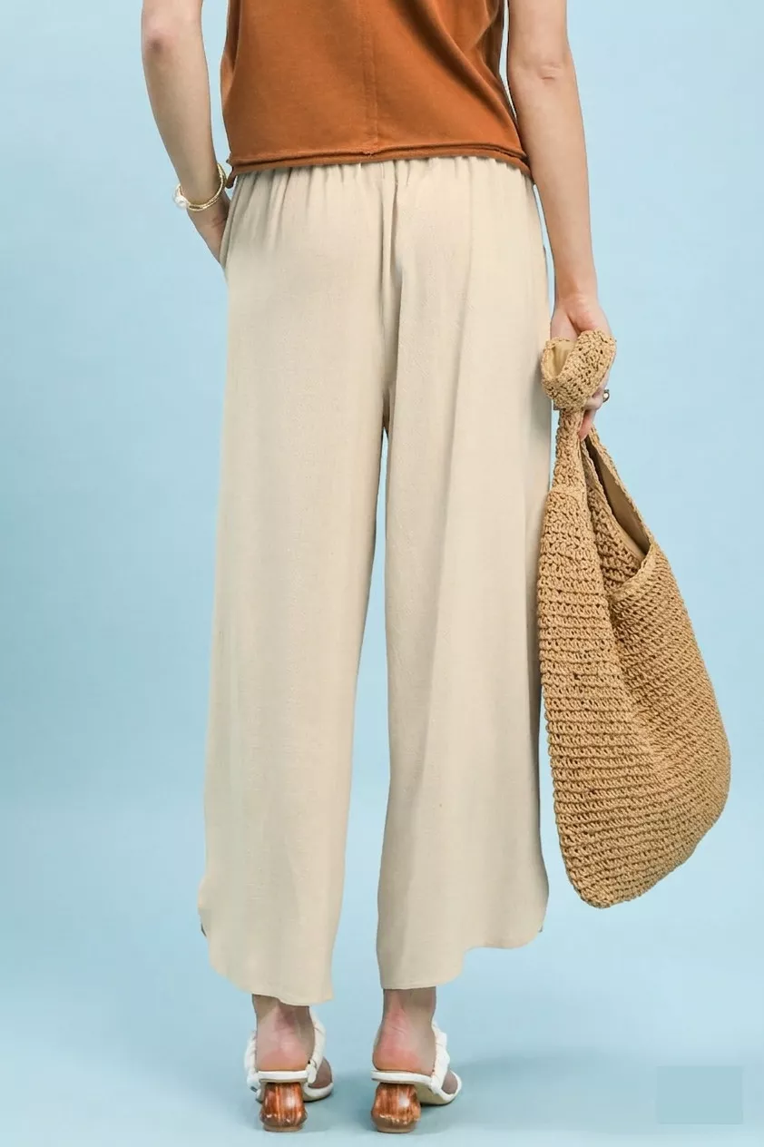 Linen Embroidered Wide-Leg Boho Pants, image 3