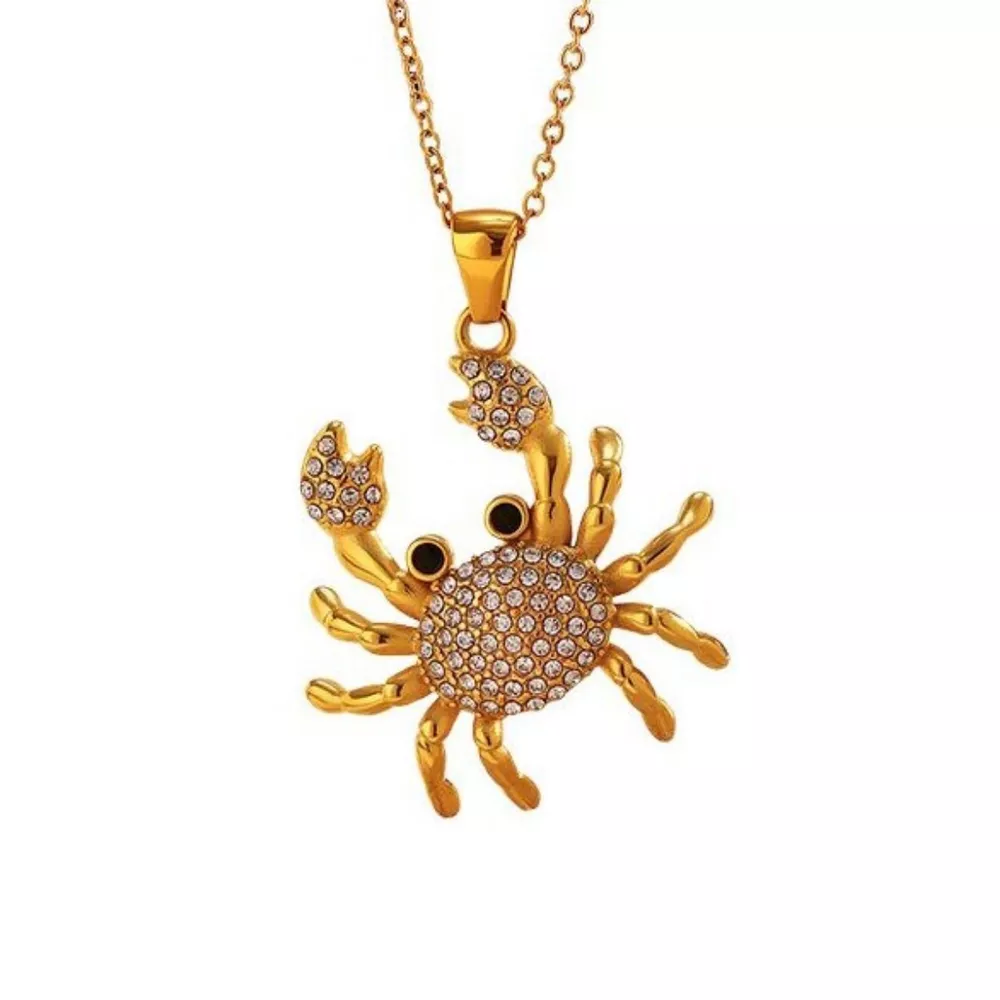 18K Gold-Plated Crab Pendant Necklace, image 5