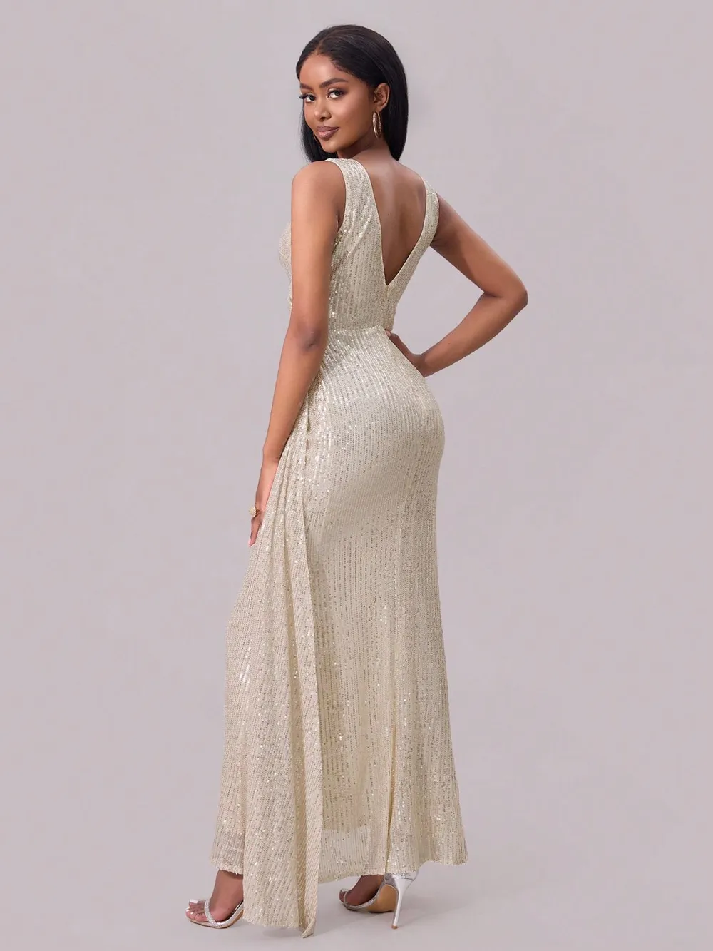 Slit Sequin Surplice Sleeveless Maxi Dress, image 6